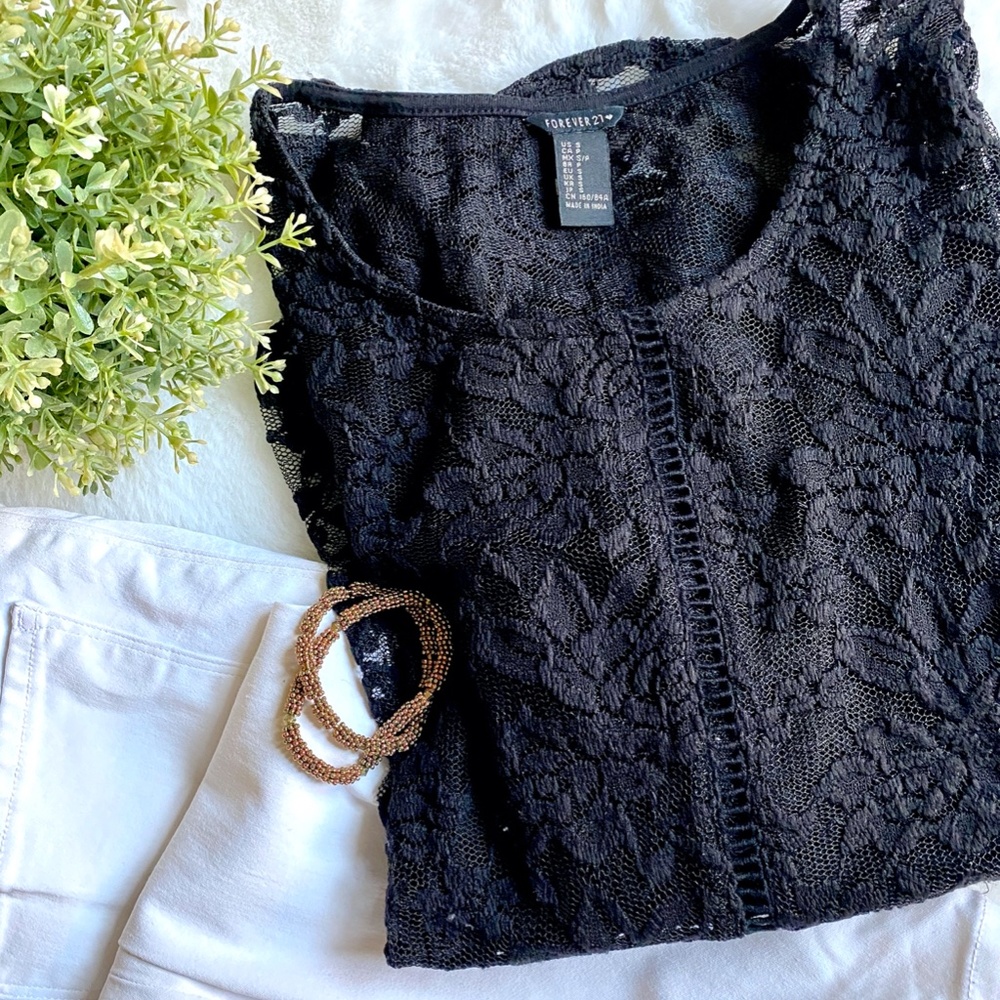 Forever 21 Round Neck Lace Blouse